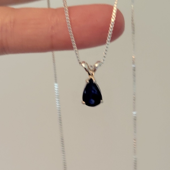 New 2ct Natural Blue Sapphire Pendant With A Chain - Picture 4 of 10